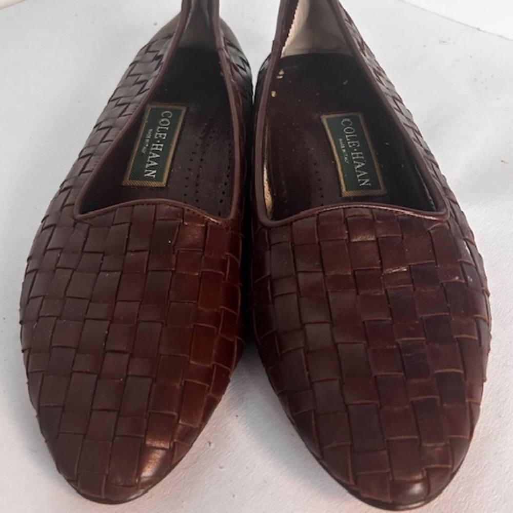 Cole Haan Brown"Dunbar" Woven Leather Loafers. 8.5B Italy W/Box